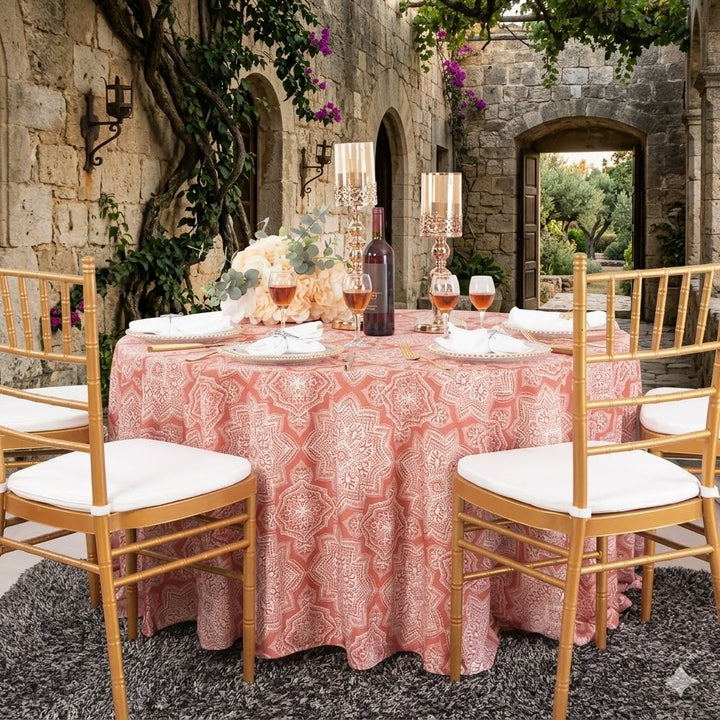 132" Round Henna Scuba (Wrinkle-Free) (240 GSM) Tablecloth - Rust/Burnt Orange (1pc)
