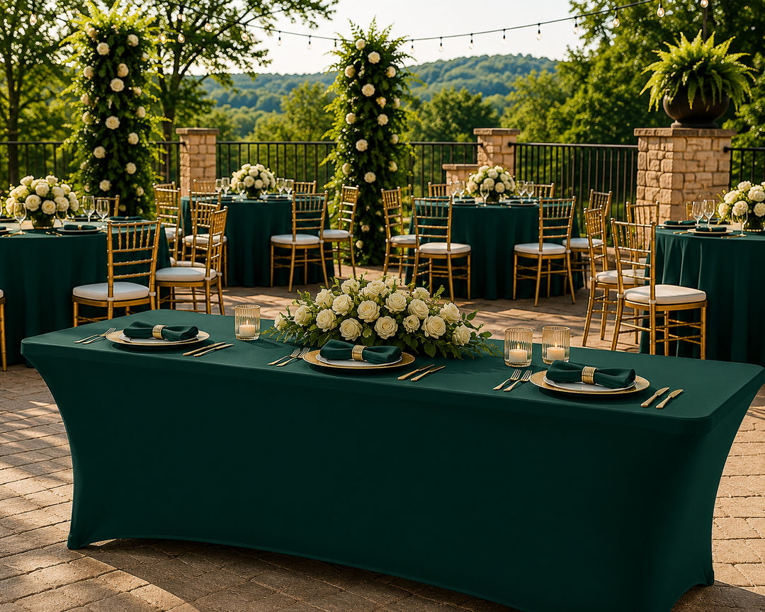 5 Ft Rectangular Spandex Table Cover - Hunter Green/Holly Green (1pc)