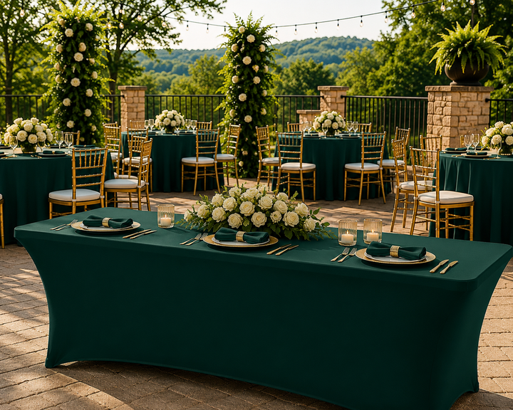 5 Ft Rectangular Spandex Table Cover - Hunter Green/Holly Green (1pc)