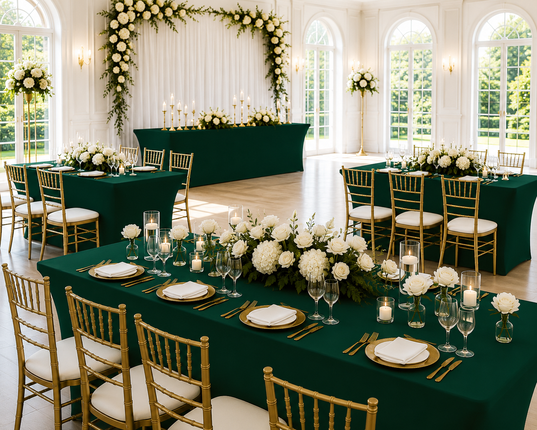 5 Ft Rectangular Spandex Table Cover - Hunter Green/Holly Green (1pc)