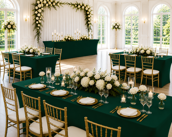 5 Ft Rectangular Spandex Table Cover - Hunter Green/Holly Green (1pc)