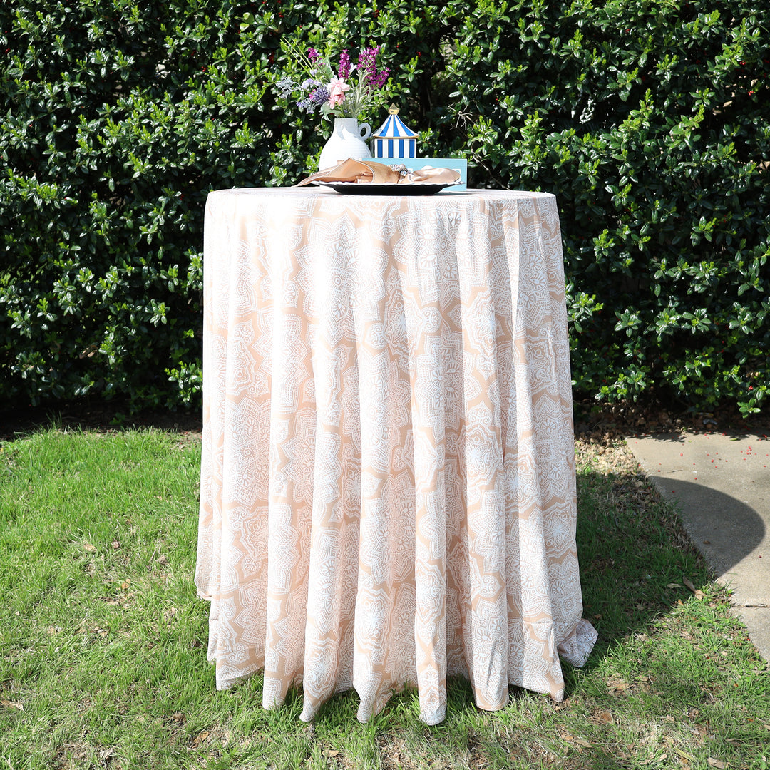 132" Round Henna Scuba (Wrinkle-Free) (240 GSM) Tablecloth - Champagne (1pc)