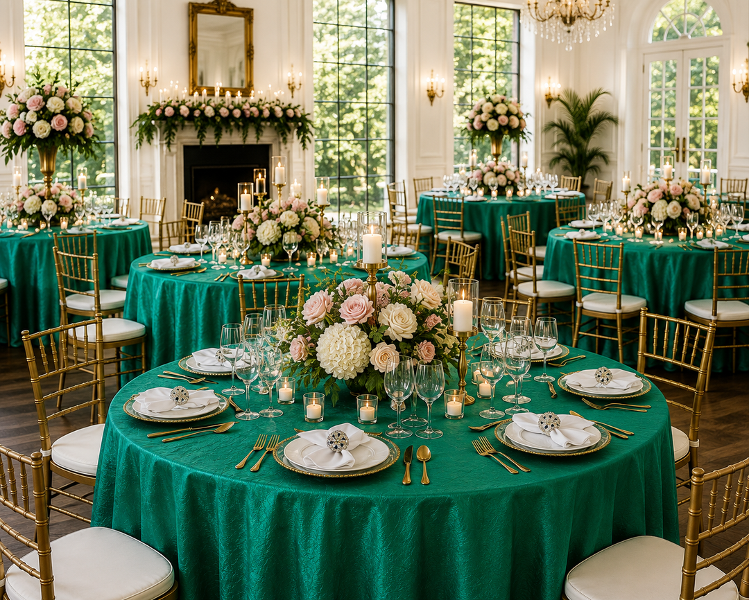 132" Round Crushed Taffeta Tablecloth - Jade (1pc)
