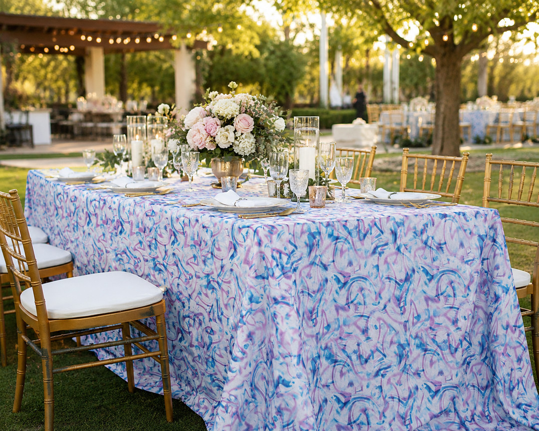 90"x156" Seamless Rectangular Maze Scuba (Wrinkle-Free) (240 GSM) Tablecloth - (1pc)
