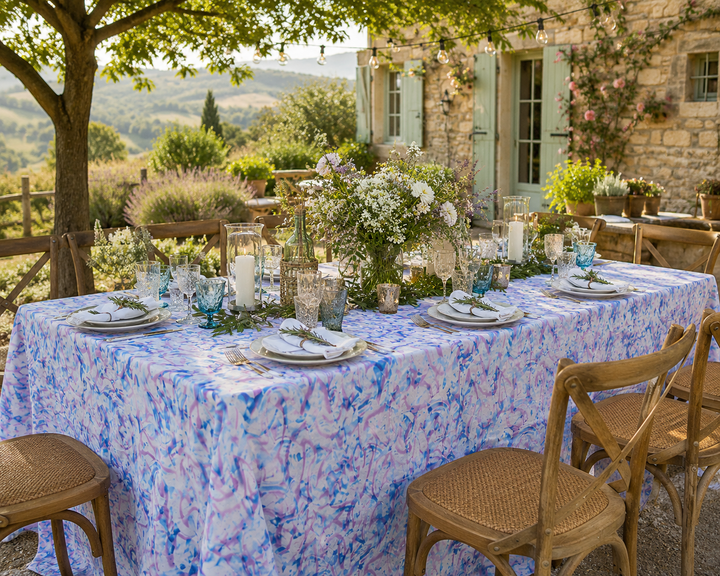 90"x156" Seamless Rectangular Maze Scuba (Wrinkle-Free) (240 GSM) Tablecloth - (1pc)