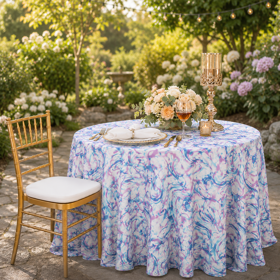 132" Round Maze Scuba (Wrinkle-Free) (240 GSM) Tablecloth - (1pc)