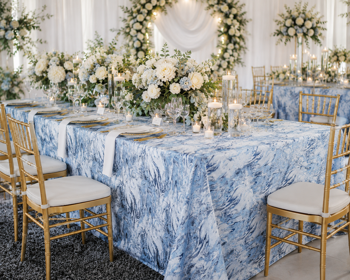 90"x132" Seamless Rectangular Mirage Jacquard Polyester Tablecloth - Dusty Blue (1pc)