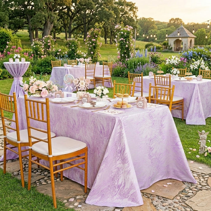 90"x156" Seamless Rectangular Mirage Jacquard Polyester Tablecloth - Lavender (1pc)