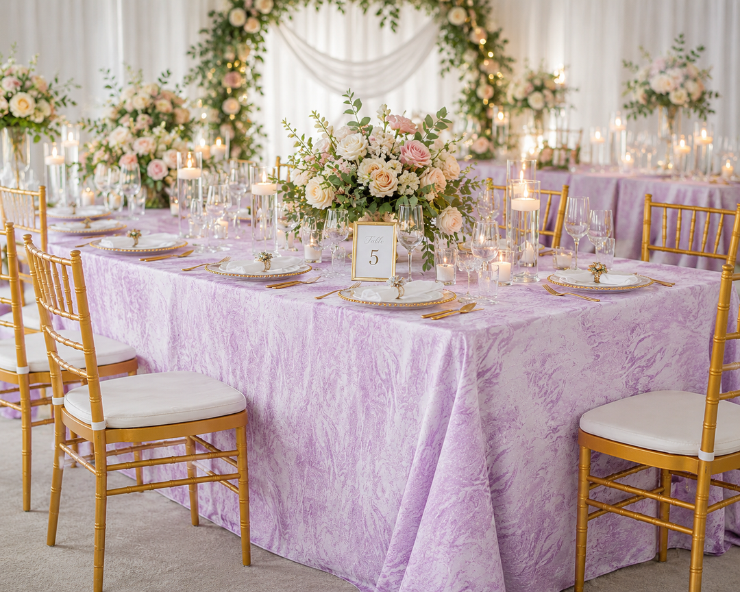 90"x156" Seamless Rectangular Mirage Jacquard Polyester Tablecloth - Lavender (1pc)