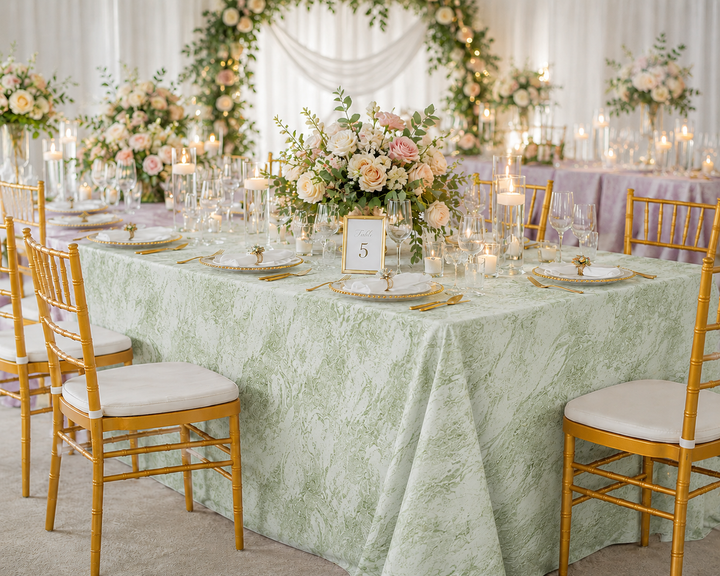 90"x156" Seamless Rectangular Mirage Jacquard Polyester Tablecloth - Sage Green (1pc)
