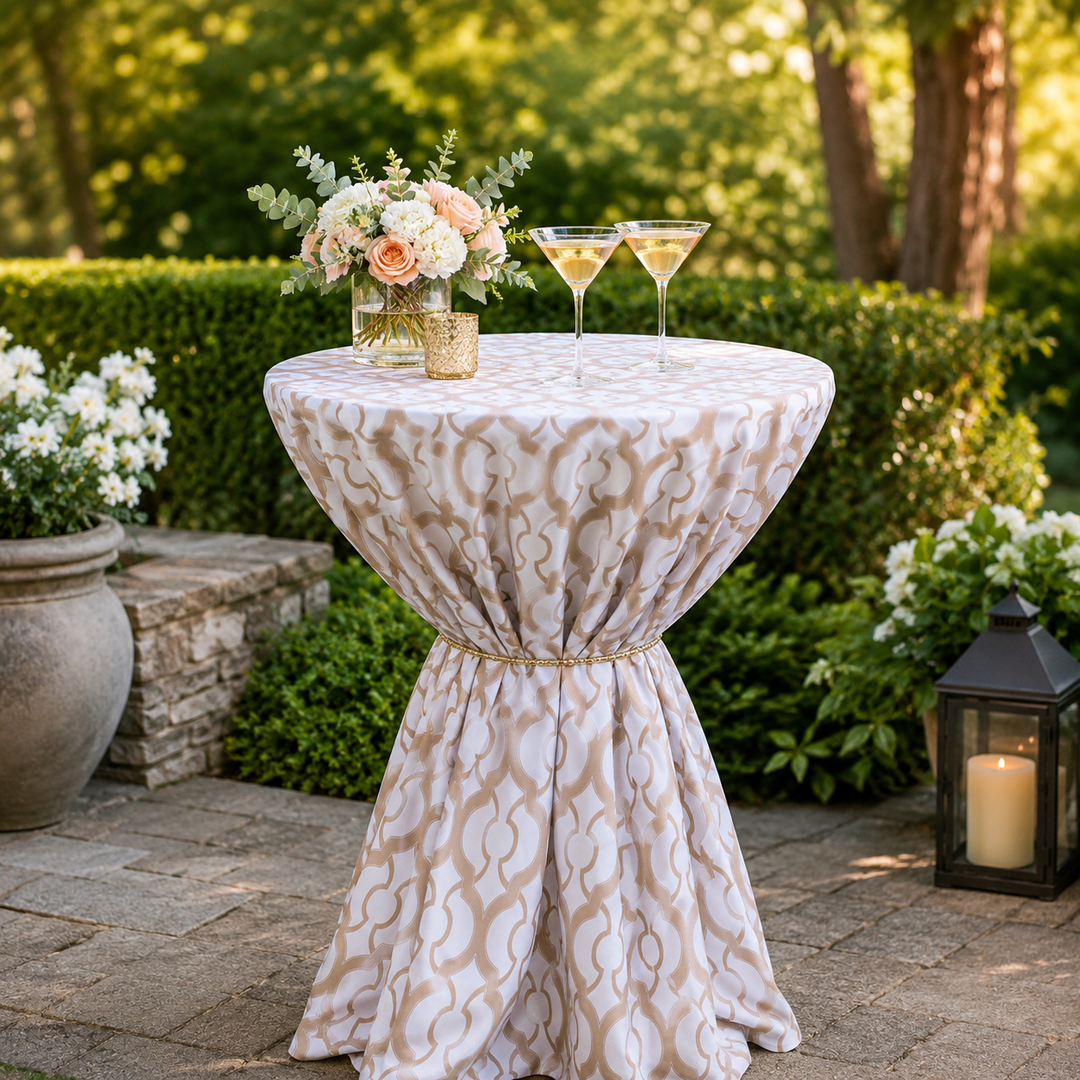 Nappe ronde Miramar Scuba (sans plis) de 132 po - Champagne (1 pièce)