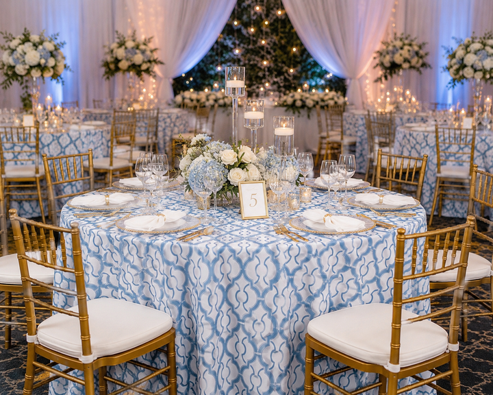 120" Seamless Round Miramar Scuba (Wrinkle-Free) (240 GSM) Tablecloth - Dusty Blue (1pc)
