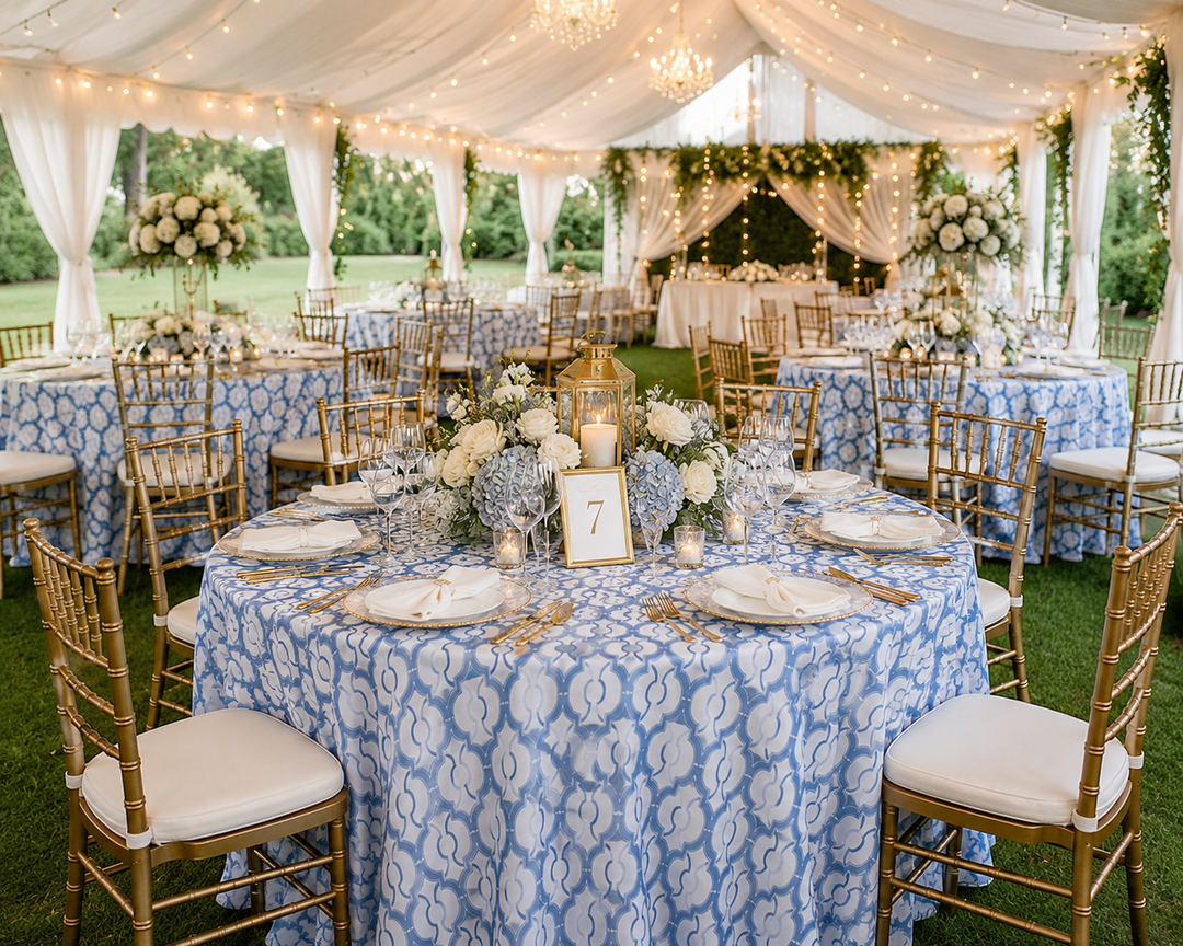 132" Round Miramar Scuba (Wrinkle-Free) (240 GSM) Tablecloth - Dusty Blue (1pc)