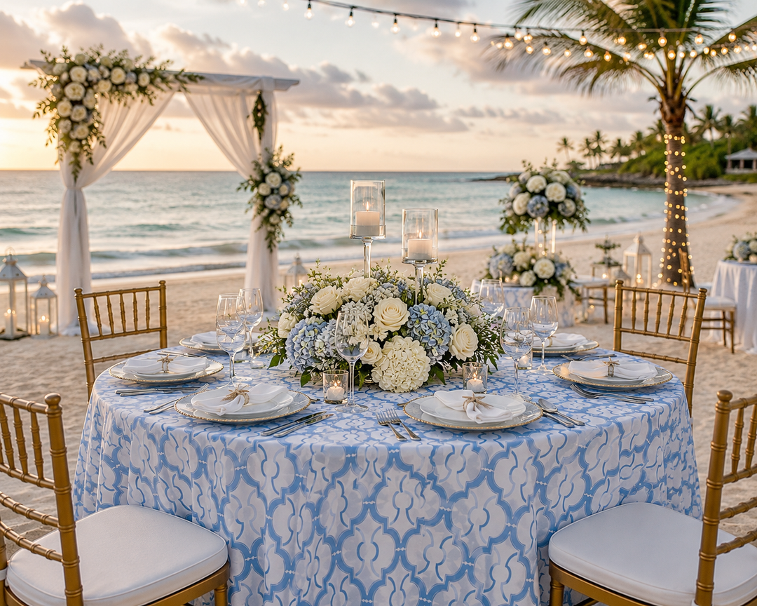 132" Round Miramar Scuba (Wrinkle-Free) (240 GSM) Tablecloth - Dusty Blue (1pc)
