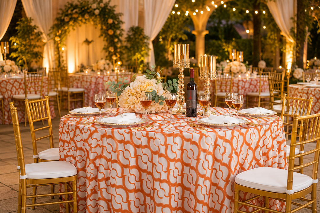 120" Seamless Round Miramar Scuba (Wrinkle-Free) (240 GSM) Tablecloth - Orange (1pc)