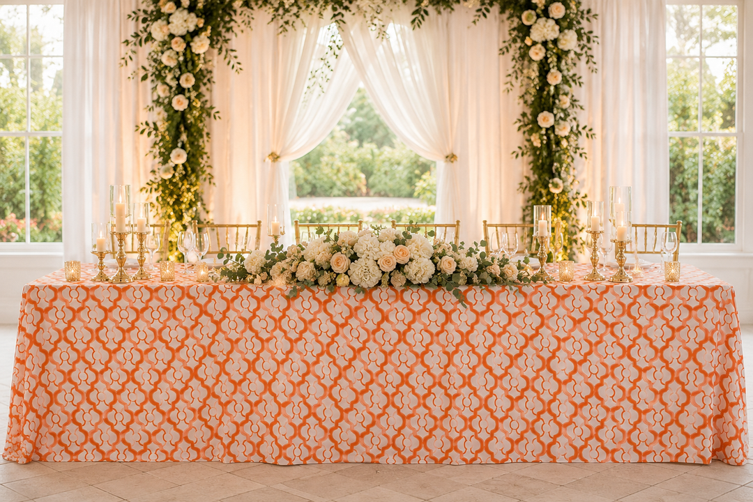 90"x132" Seamless Rectangular Miramar Scuba (Wrinkle-Free) (240 GSM) Tablecloth - Orange (1pc)