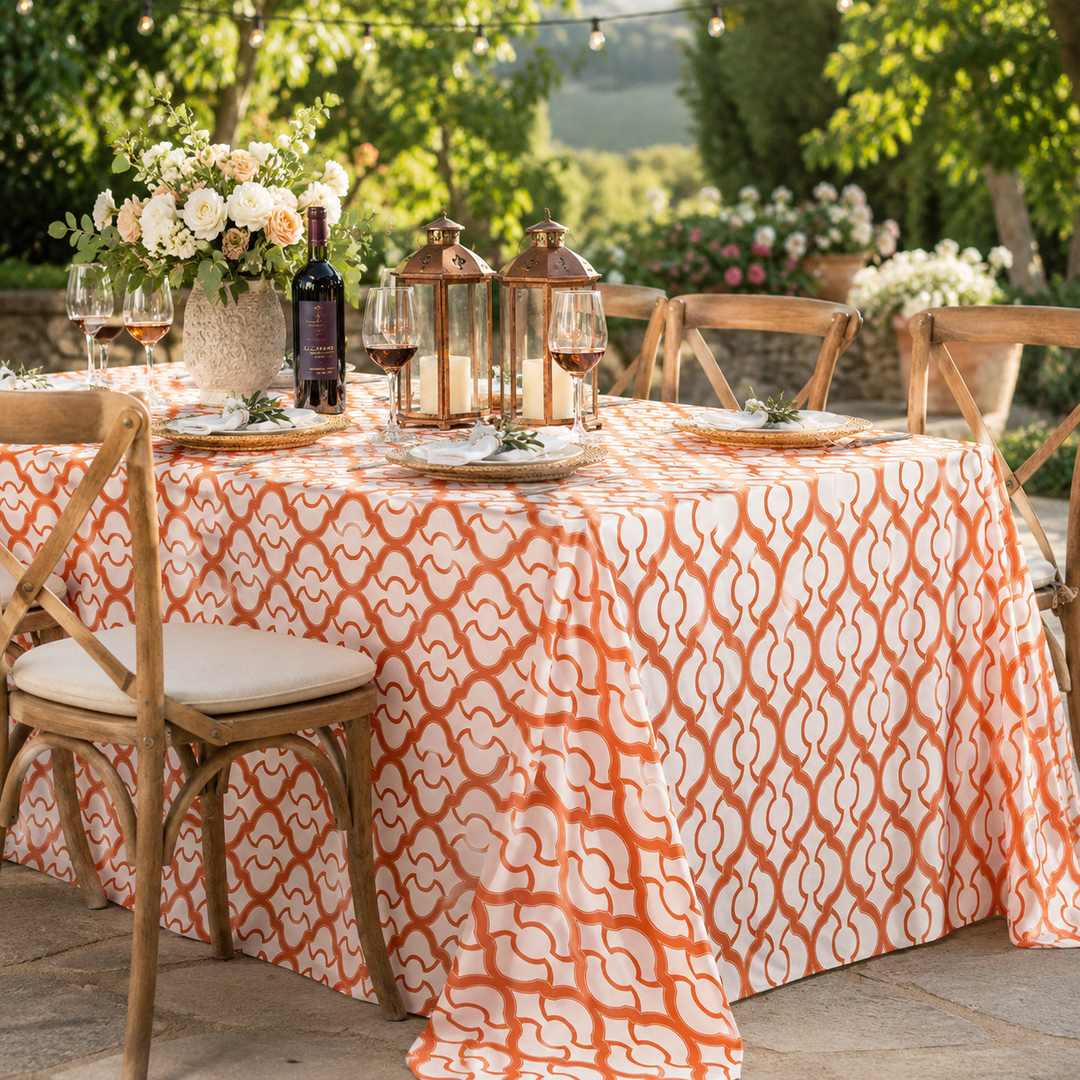 90"x132" Seamless Rectangular Miramar Scuba (Wrinkle-Free) (240 GSM) Tablecloth - Orange (1pc)