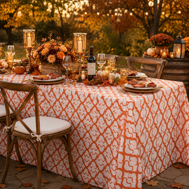 90"x132" Seamless Rectangular Miramar Scuba (Wrinkle-Free) (240 GSM) Tablecloth - Orange (1pc)
