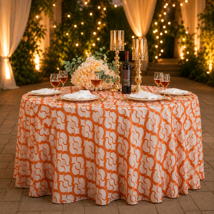 120" Seamless Round Miramar Scuba (Wrinkle-Free) (240 GSM) Tablecloth - Orange (1pc)
