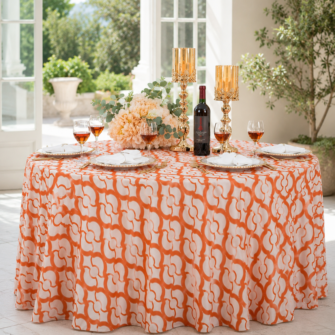 120" Seamless Round Miramar Scuba (Wrinkle-Free) (240 GSM) Tablecloth - Orange (1pc)