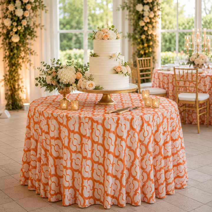 120" Seamless Round Miramar Scuba (Wrinkle-Free) (240 GSM) Tablecloth - Orange (1pc)