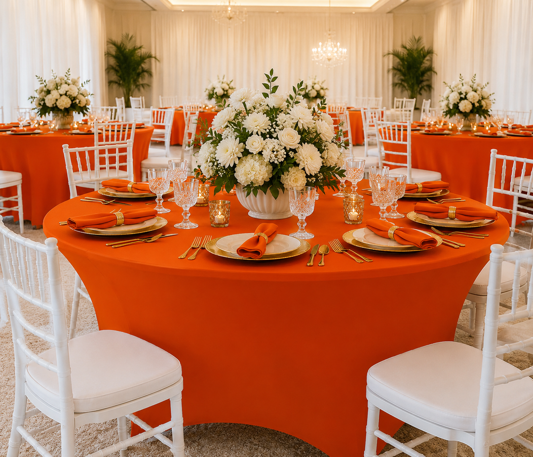 4 Ft Round Spandex Table Cover - Orange (1pc)