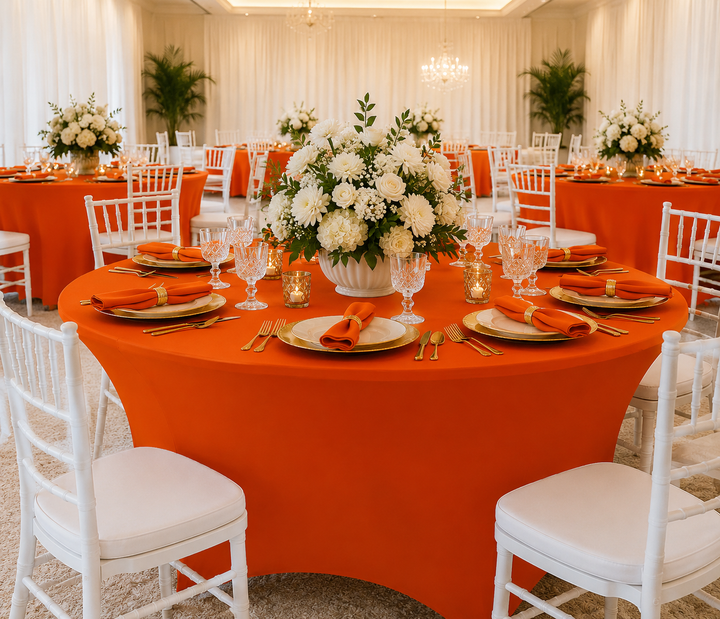 4 Ft Round Spandex Table Cover - Orange (1pc)
