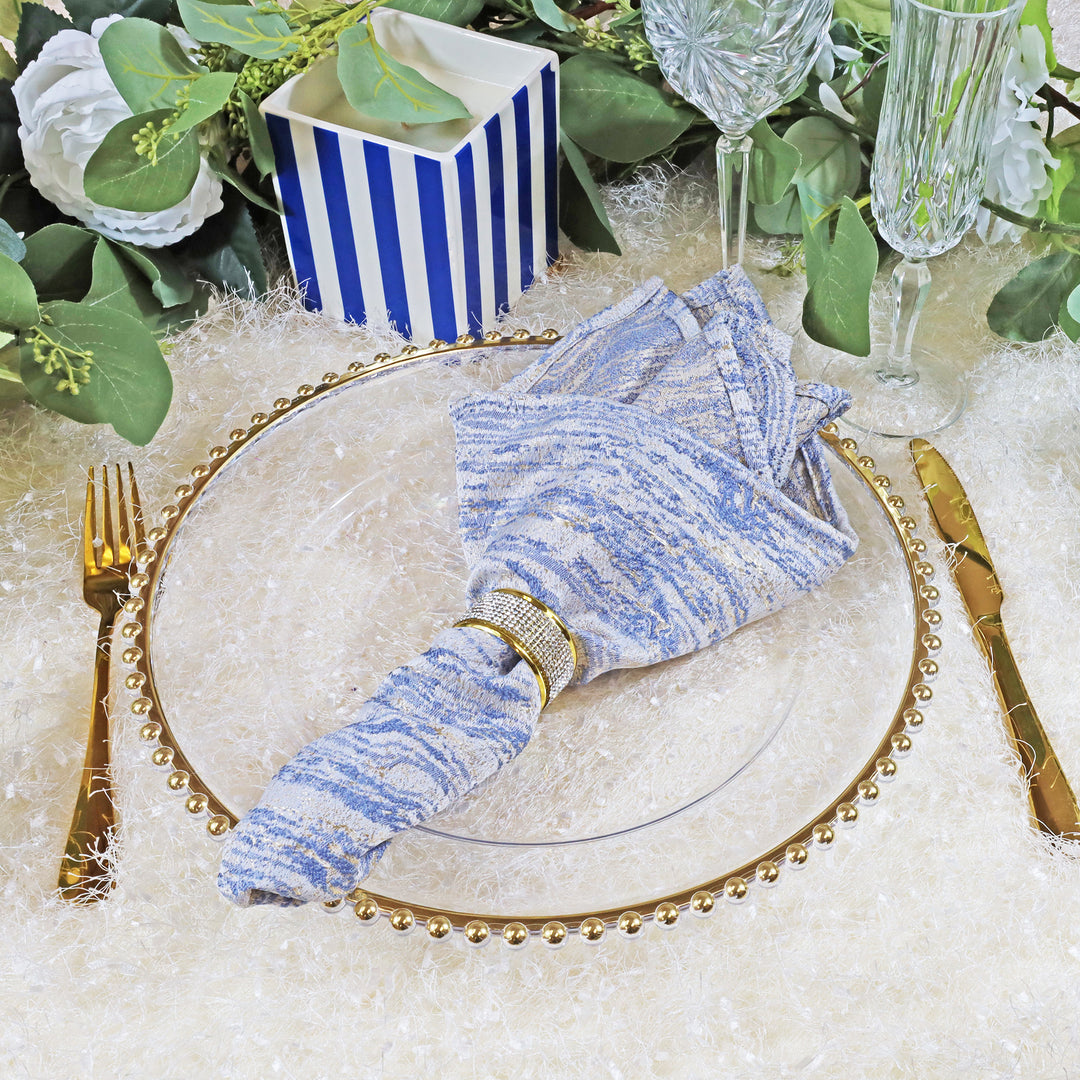 13" Clear Acrylic Charger Plates With Extra Gold Beaded Rim (6pcs)