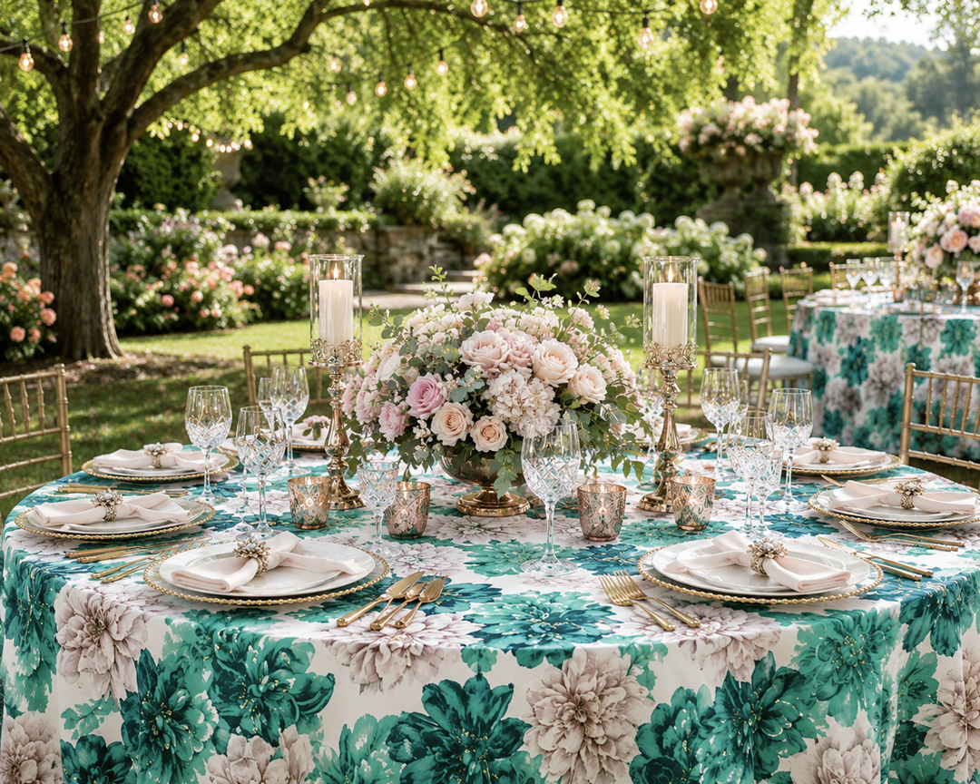 132" Round Faux Linen Tablecloth - Peony (1pc)