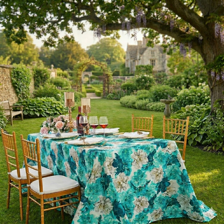 90"x132" Seamless Rectangular Faux Linen Tablecloth - Peony (1pc)
