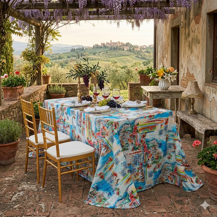 90"x156" Seamless Rectangular Faux Linen Tablecloth - Tuscany (1pc)