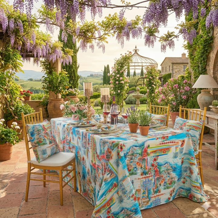 90"x156" Seamless Rectangular Faux Linen Tablecloth - Tuscany (1pc)