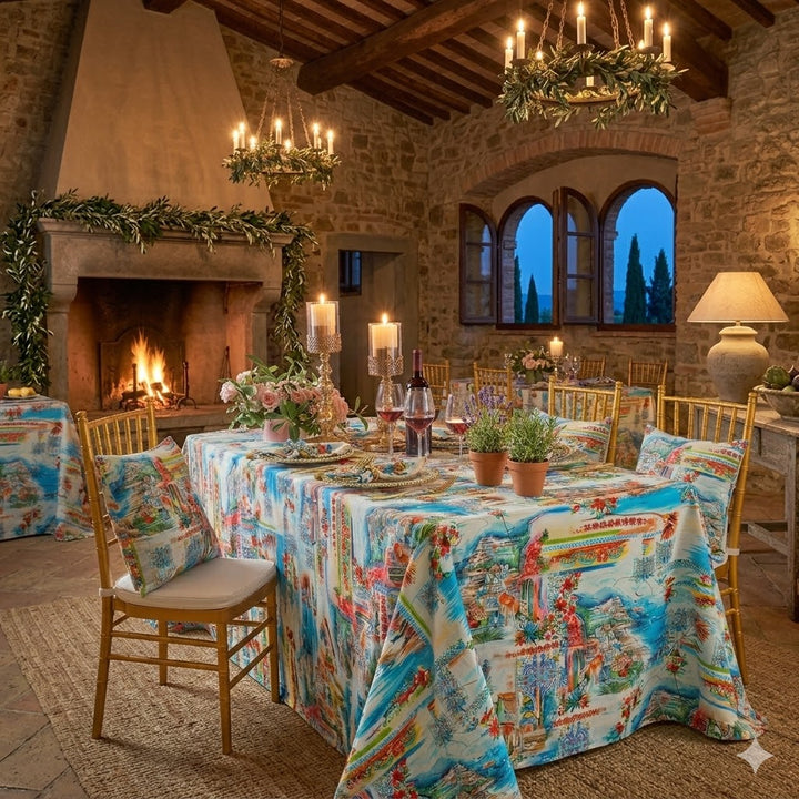 90"x156" Seamless Rectangular Faux Linen Tablecloth - Tuscany (1pc)