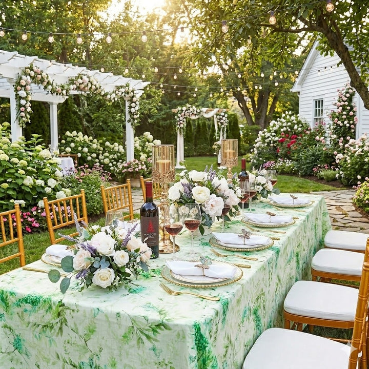 90"x156" Seamless Rectangular Faux Linen Tablecloth - Verdure (1pc)