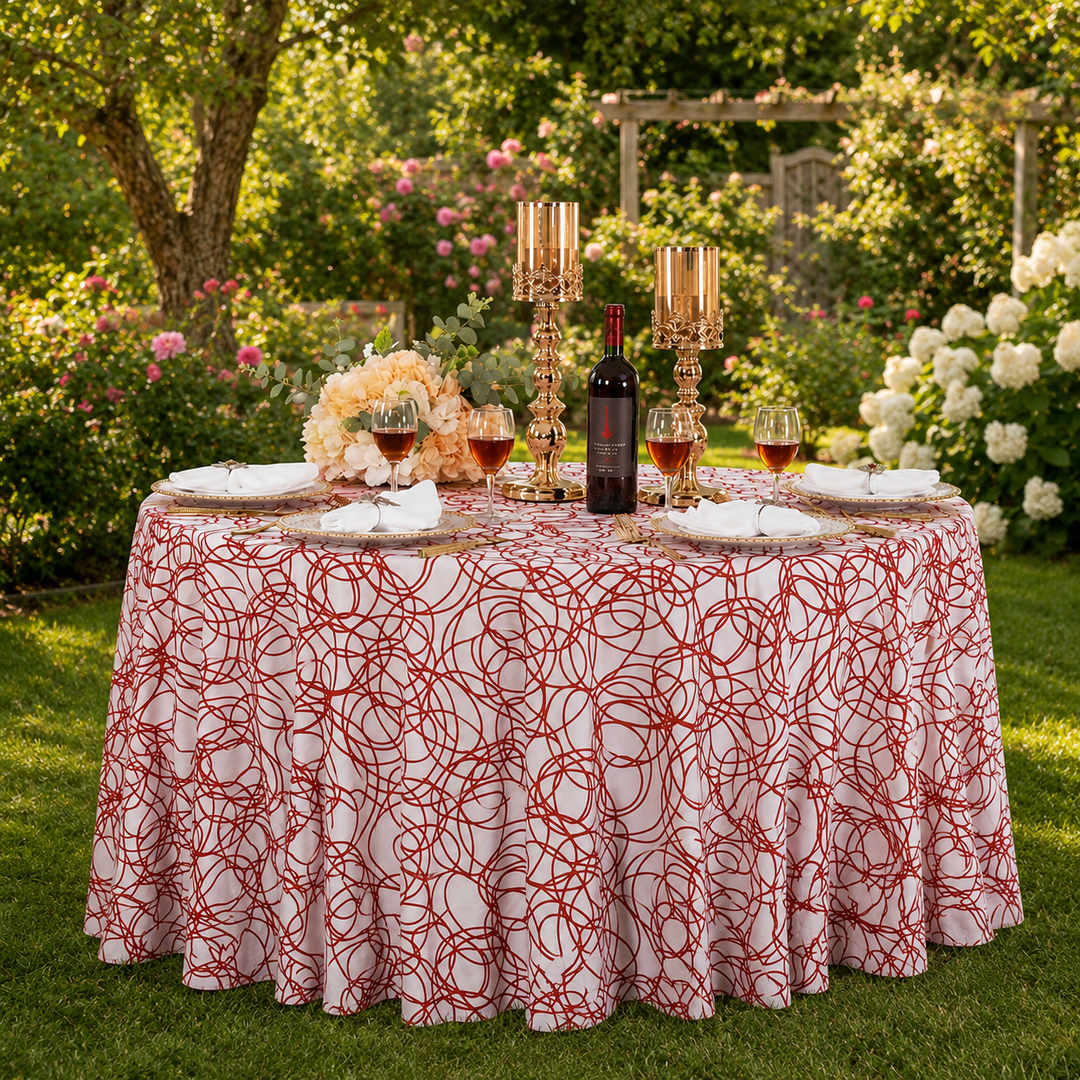 132" Round Whirl Scuba (Wrinkle-Free) (240 GSM) Tablecloth - Rust/Burnt Orange (1pc)