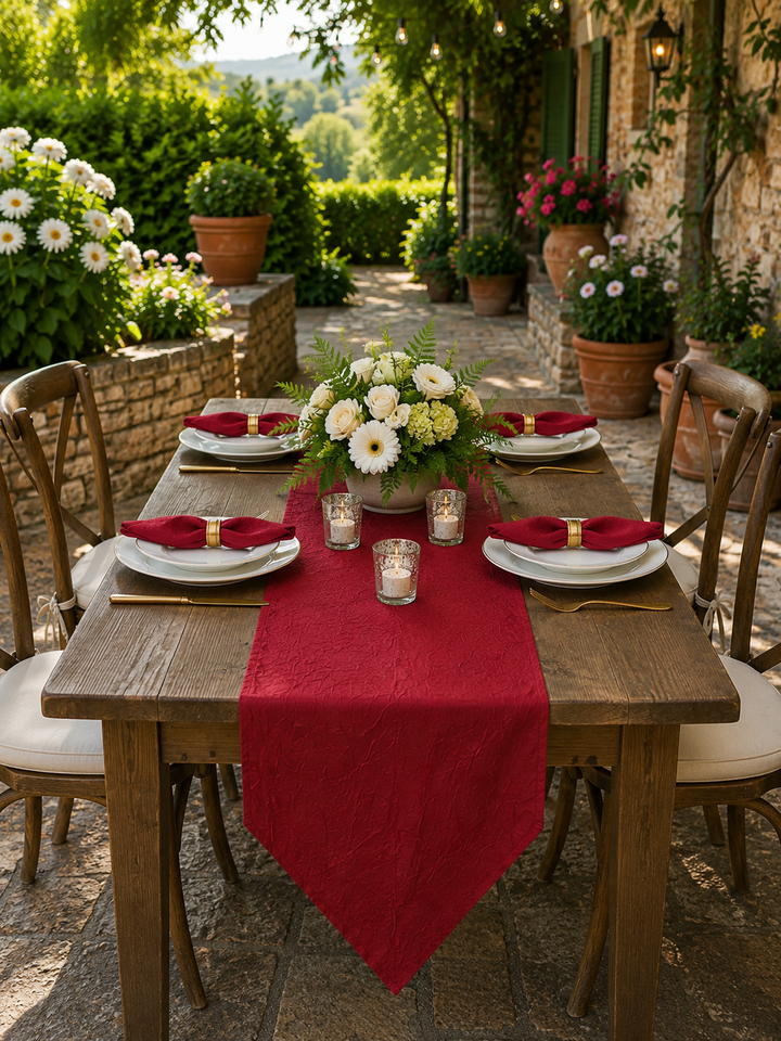 13"x108" Crushed Taffeta Table Runner - Apple Red (1pc)