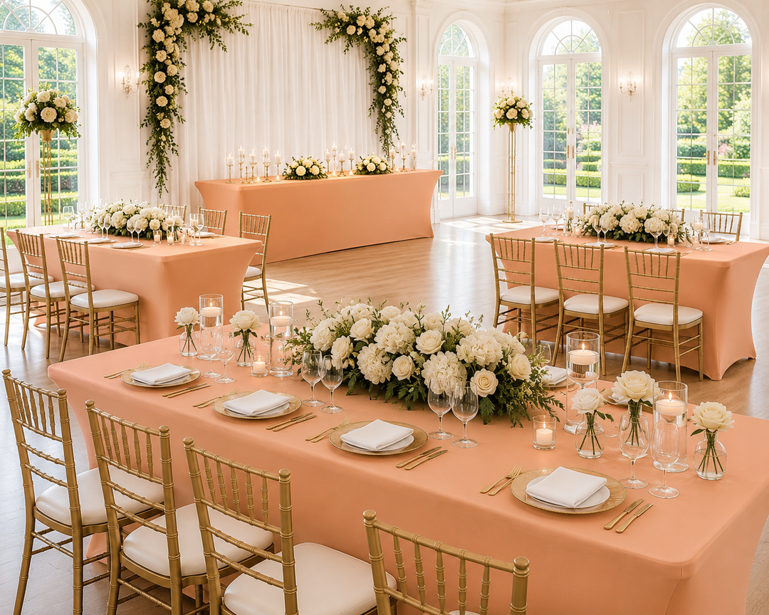6 Ft Rectangular Spandex Table Cover - Apricot/Peach (1pc)