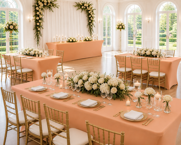 6 Ft Rectangular Spandex Table Cover - Apricot/Peach (1pc)
