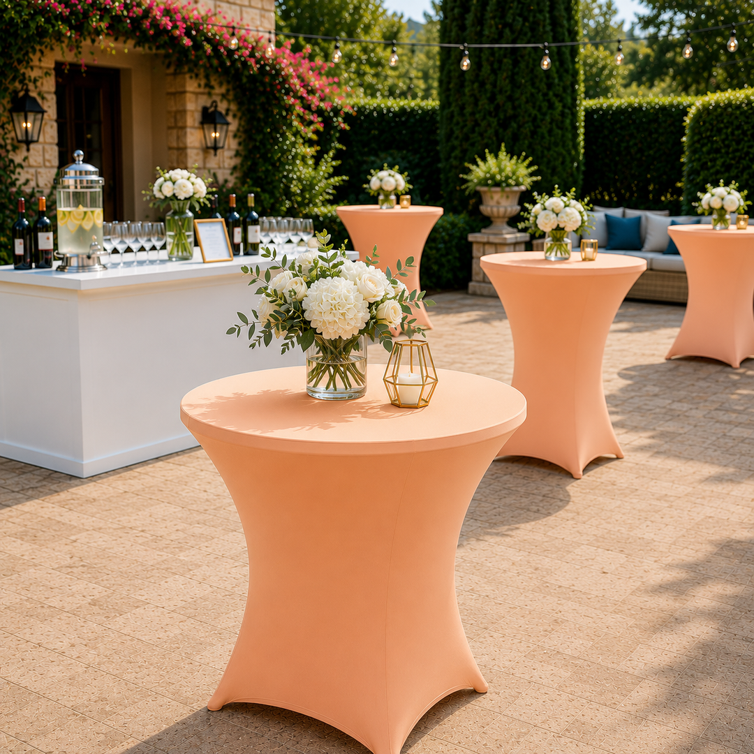36"x42" Cocktail Spandex Table Cover - Apricot/Peach (1pc)
