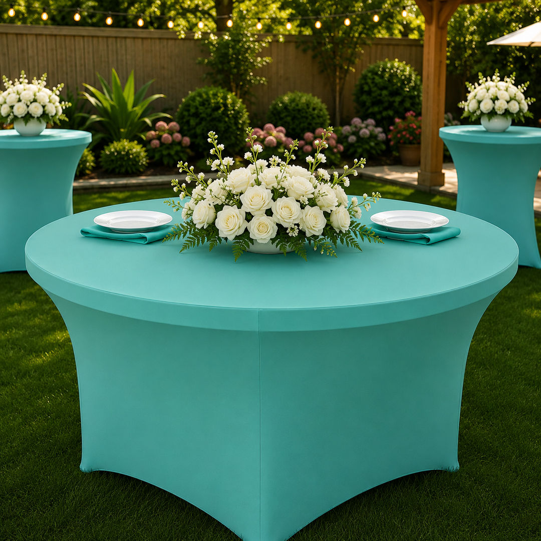 5 Ft Round Spandex Table Cover - Tiff Blue/Aqua Blue (1pc)