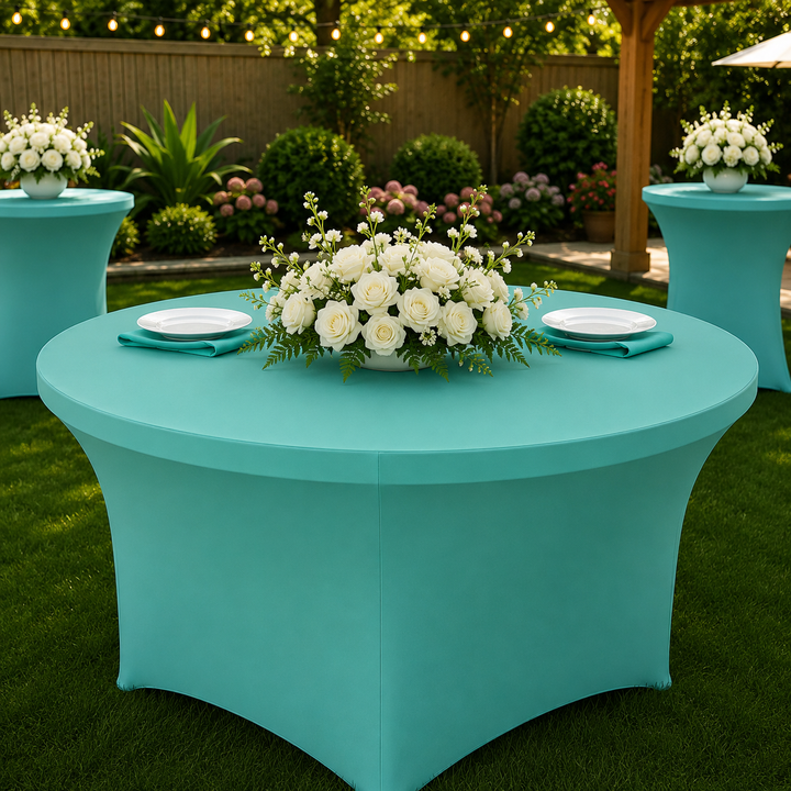 5 Ft Round Spandex Table Cover - Tiff Blue/Aqua Blue (1pc)