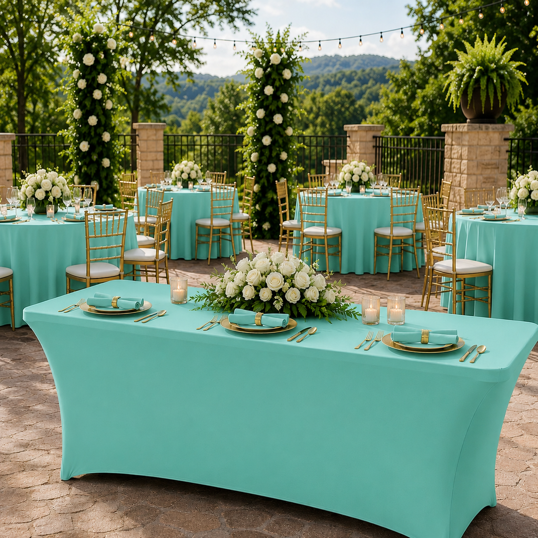 6 Ft Rectangular Spandex Table Cover - Tiff Blue/Aqua Blue (1pc)