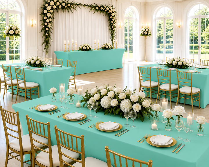 6 Ft Rectangular Spandex Table Cover - Tiff Blue/Aqua Blue (1pc)