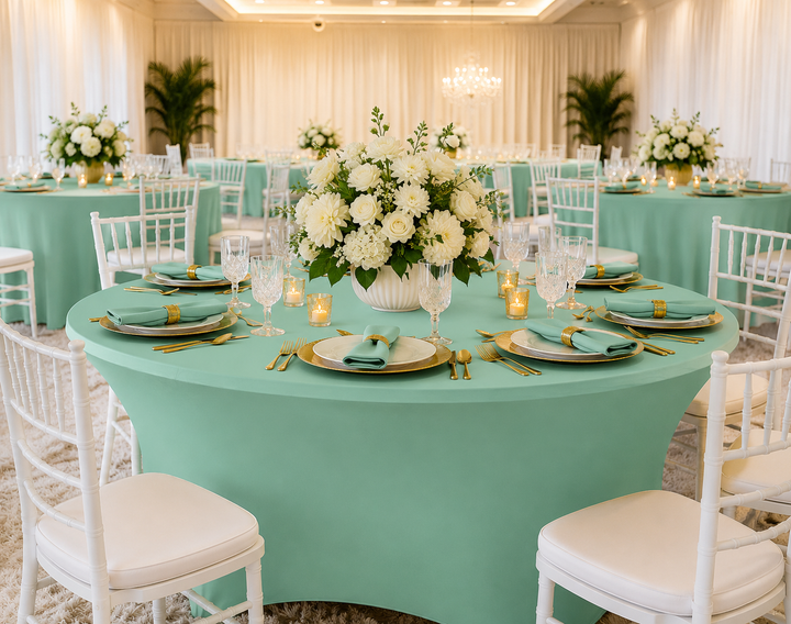 5 Ft Round Spandex Table Cover - Tiff Blue/Aqua Blue (1pc)