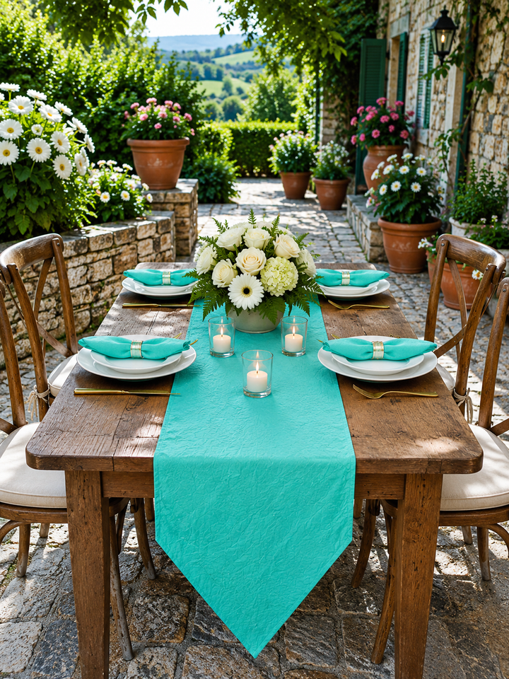 13"x108" Crushed Taffeta Table Runner - Tiff Blue/Aqua Blue (1pc)
