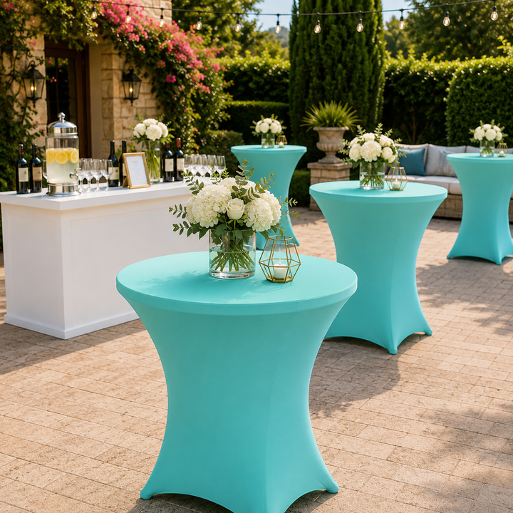 Housse de table cocktail en élasthanne 30"x42" - Bleu Tiff/Bleu Aqua (1pc)