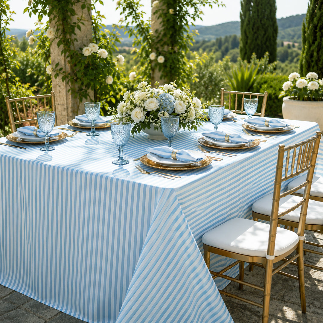 90"x156" Seamless Rectangular Seersucker Polyester Tablecloth - Baby Blue (1pc)