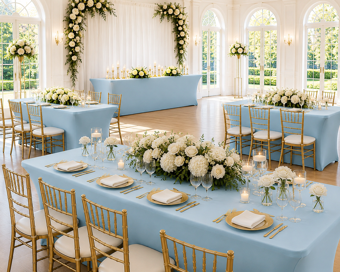 5 Ft Rectangular Spandex Table Cover - Baby Blue (1pc)