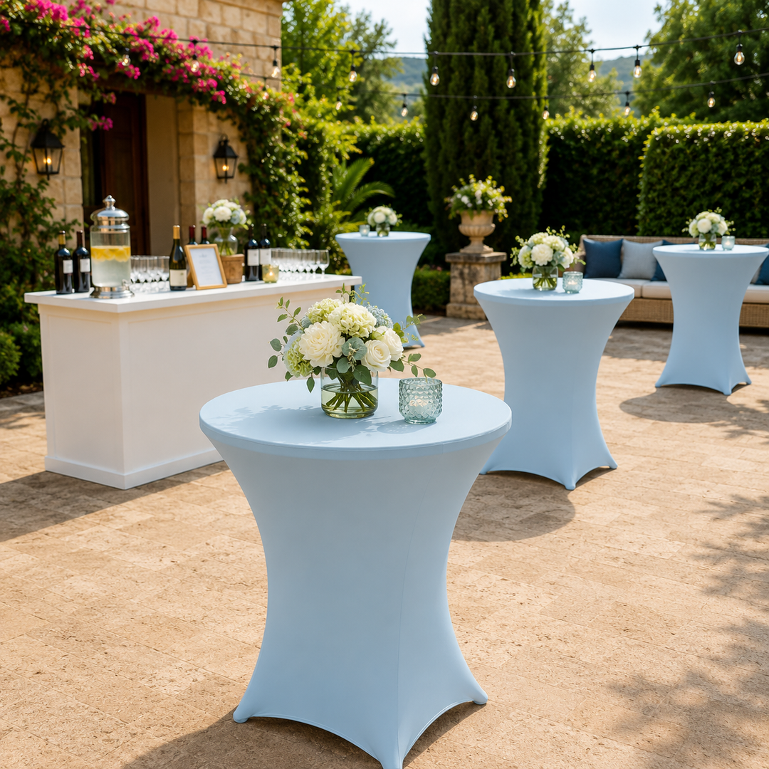 36"x42" Cocktail Spandex Table Cover - Baby Blue (1pc)