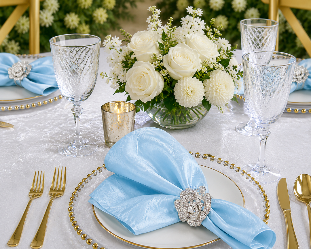 Sample 20"x20" Crushed Taffeta Napkins - Baby Blue (1pc)